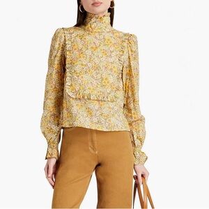 Meadows Lupin Ruffle Floral Blouse Top